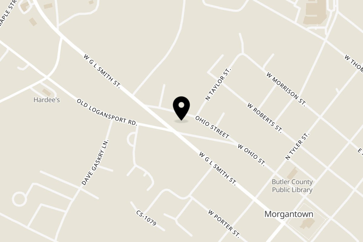 Map showing the location of KD ASIAN FOODS on 286 W G L Smith St in Morgantown
